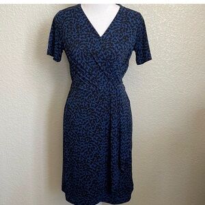 NWT Banana Republic Blue and Black Wrap Midi Dress